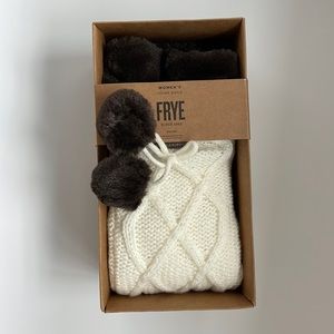 Women’s Frye Slipper Home Socks Pom Pom Sherpa Lined Cable Knit